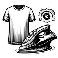 Black and white illustration of a white T-Shirt vector