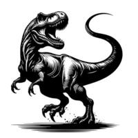 Black and white illustration of a TRex Dinosaur vector