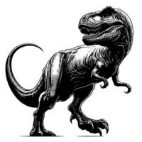 negro y blanco ilustración de un tirano saurio Rex dinosaurio vector