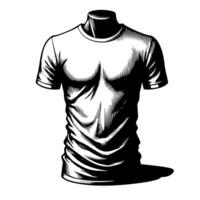 Black and white illustration of a white T-Shirt vector