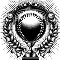 black and white illustration of a single Baseball vector