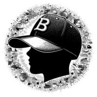 Black and white illustration of a single baseball cap vector