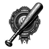 Black and white illustration of a single baseball bat vector