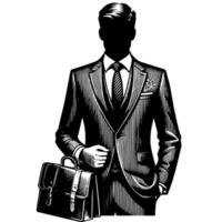 Black and white illustration of a pair of male Business Suit vector