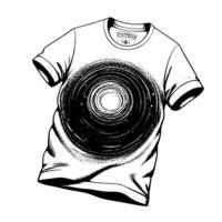 Black and white illustration of a white T-Shirt vector