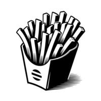 Black and white illustration of french Fries vector