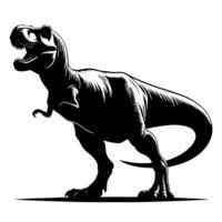 Black and white illustration of a TRex Dinosaur vector