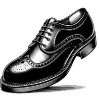 Black and white illustration of a pair of male Leather Shoes vector