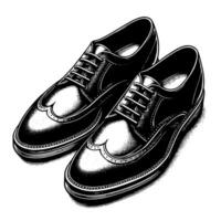 Black and white illustration of a pair of male Leather Shoes vector