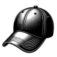 Black and white illustration of a single baseball cap vector