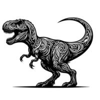 Black and white illustration of a TRex Dinosaur vector