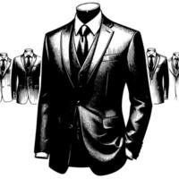 Black and white illustration of a pair of male Business Suit vector