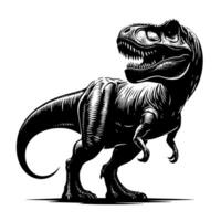 negro y blanco ilustración de un tirano saurio Rex dinosaurio vector
