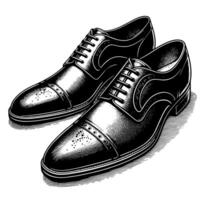 Black and white illustration of a pair of male Leather Shoes vector