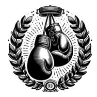 Black and white illustration of suspended Boxing Gloves vector