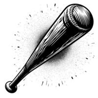 Black and white illustration of a single baseball bat vector