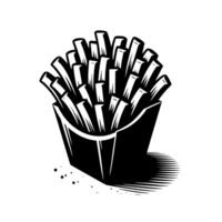 Black and white illustration of french Fries vector