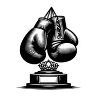 Black and white illustration of suspended Boxing Gloves vector