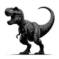 Black and white illustration of a TRex Dinosaur vector