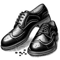 Black and white illustration of a pair of male Leather Shoes vector