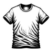 Black and white illustration of a white T-Shirt vector