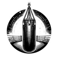 Black and white illustration of a Punching Bag vector