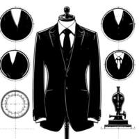 Black and white illustration of a pair of male Business Suit vector