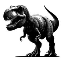 Black and white illustration of a TRex Dinosaur vector