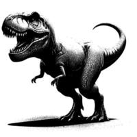 Black and white illustration of a TRex Dinosaur vector