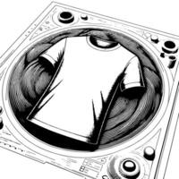 Black and white illustration of a white T-Shirt vector