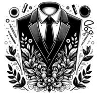 Black and white illustration of a pair of male Business Suit vector