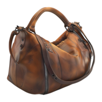 3D Rendering of a Vintage Woman Leather Bag on Transparent Background png