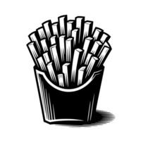 Black and white illustration of french Fries vector