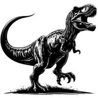 Black and white illustration of a TRex Dinosaur vector