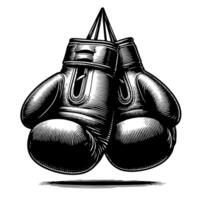 negro y blanco ilustración de suspendido boxeo guantes vector