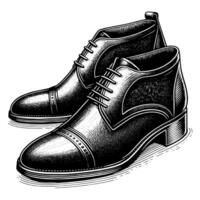 Black and white illustration of a pair of male Leather Shoes vector