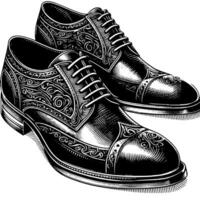 Black and white illustration of a pair of male Leather Shoes vector