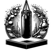 Black and white illustration of a Punching Bag vector