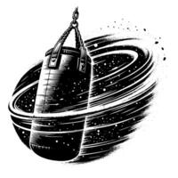 negro y blanco ilustración de un puñetazos bolso vector