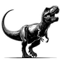 negro y blanco ilustración de un tirano saurio Rex dinosaurio vector