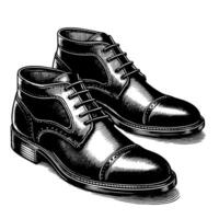 Black and white illustration of a pair of male Leather Shoes vector