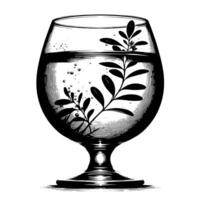 negro y blanco ilustración de un espumoso Fresco vaso de agua vector