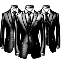 Black and white illustration of a pair of male Business Suit vector