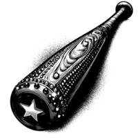 Black and white illustration of a single baseball bat vector