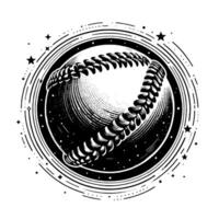 black and white illustration of a single Baseball vector