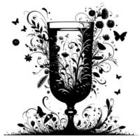 Black and white illustration of a sparkling fresh Glass of Water vector