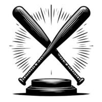 Black and white illustration of a single baseball bat vector