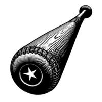 Black and white illustration of a single baseball bat vector