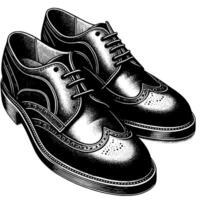 Black and white illustration of a pair of male Leather Shoes vector