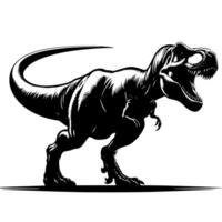 Black and white illustration of a TRex Dinosaur vector